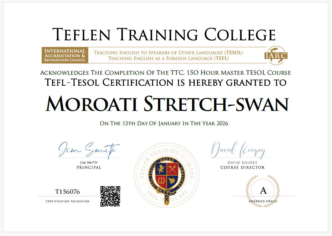 TESOL Certificate Sample